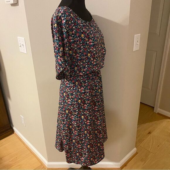 Emery Rose Shein Floral Midi Dress Black Red Yellow 2X - Picture 5 of 10